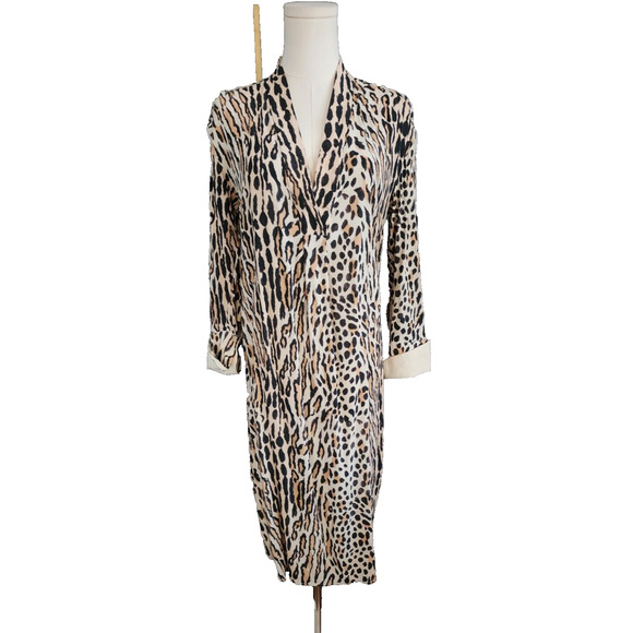 BY MALENE BIRGER Isslania Curved Hem Leopard print Shirt Dress Small? - Picture 4 of 12